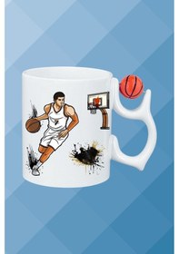 Resim Basketboll Toplu Basket Sever Kupa Bardak Çay Kahve Fincanı-1 Beyaz 