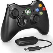 Resim YTEAM Xbox 360, 2,4 GHZ Xbox 360 için kablosuz kontrol cihazı, alıcı adaptörlü, çift titreşimli oyun kumandası, Xbox 360/ PC/Windows için (siyah) 