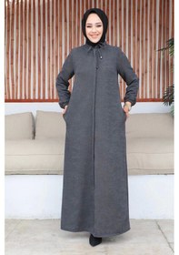 Resim Şönil Kumaş Kışlık Comfort Ferace / Gri - F0501 Gri 