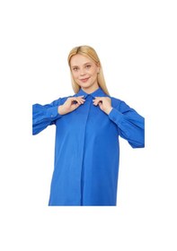 Resim Oversize Balon Kol Poplin Gömlek Saks 