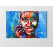 Resim Deniz Çerçeve Gülen Renkli Zenci Tablosu-Çerçevesiz - 50 x 90 cm 
