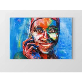 Resim Deniz Çerçeve Gülen Renkli Zenci Tablosu-Çerçevesiz - 50 x 90 cm 