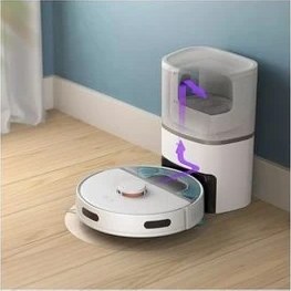 Resim Otomatik Güç Arttırıcı Beyaz Islak ve Kuru Robot Süpürge- Onerous Hediyeli 