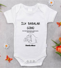 Resim Bitmeyenkartus Bk Kids Isimli Ilk Babalar Günü Tasarımlı Bebek Body Zıbın - Mode (547901061) Beyaz 