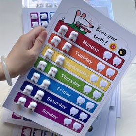 Resim Sevimli Fare Karikatür Diş Fırçası Kullanımı Hatırlatma Etiketleri / Her Sabah ve Akşam İçin Yeniden Kullanılabilir Diş Fırçası Kaydı / Nefes Alabilen Diş Bakımı / Nefes Alabilen Ağız Koruma Şeması / En İyi Hediye Seçeneği / Bebek Evi Dekoratif Süs 