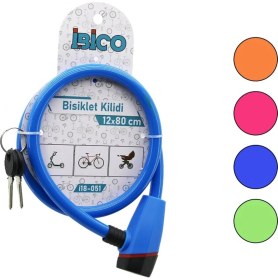 Resim MiraLive Anahtarlı Plastik Kafa Bisiklet Kilit Çelik Tel Renkli Kılıf 12MMX80CM (4887) 