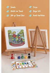 Resim Her Zaman En Güçlü Annem Yazılı Eğitici Boyama Tuvali Şövaleli Boya Seti 20x20 Cm 