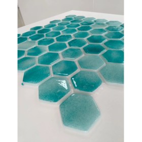 Resim MozaiKristaL Havuz ve tüm yüzeyler için Turkuaz Hegzagonal Cam Mozaik ( 1 Koli = 1 m2 Fiyatıdır ) 