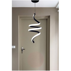 Resim Renkoled Aydınlatma 3 Renk Işıklı Modern Sarkıt Led Avize Siyah Kasa Siyah 