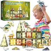Resim LYILETOYS 89 parçalı Dinozor Manyetik Karolar Seti, 3-6 Yaş Çocuklar İçin 3D Hayvan Mıknatıs Yapım Blokları, STEM Eğitici Oyuncak, ABS Malzeme, Yaratıcı Çocuk Hediyesi 