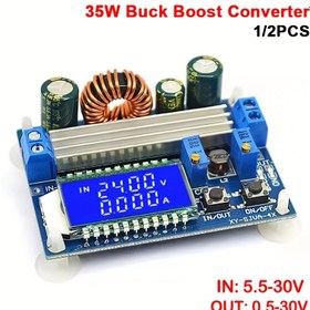 Resim 1/2 adet 35W DC 5.5-30V'den 0.5-30V'ye Dijital LCD Ekran Otomatik Yükseltme/Aşağılatma Dönüştürücü Güç Modülü Ayarlanabilir Kart 