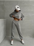 Resim Kadın Pamuklu İçi Polarlı Basic Eşofman Takımı Gri 