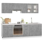 Resim Tdesigno Tuana Mutfak 210 Cm-beton Görünümlü Kapak - Tezgah Dahil Gri 