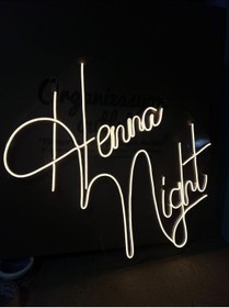 Resim organizasyon outlet Henna Night Neon Tabela Işıklı Kına Gecesi Düğün Neon 70x70 Cm Vintage 