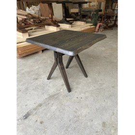 Resim Emel Ahşap Masif Doğal Ahşap Çekirge Ayaklı Kütük Masa,90 x 90 Cm, Yemek-Mutfak Masası 
