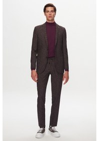 Resim D's Damat Ds Damat Slim Fit Kahverengi Baskılı Kırışmayan Sihirli Takim Elbise 1hc05ım05577m Kahverengi 