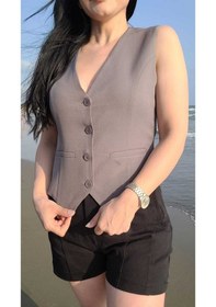 Resim Nevege Butik Nevege Kadin-antrasit Astarli Dokuma Düğmeli Yelek Antrasit 