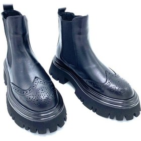 Resim Vera Hakiki Koyun Kürklü Hakiki Deri Kadın Bot Siyah 