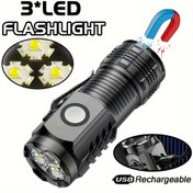 Resim Ultra Parlak LED Şarj Edilebilir Fener Şapka Klipsi ile - Taşınabilir Mini Meşale, Dış Mekan Kampı & Gece Koşusu için Manyetik Kuyruk, USB Şarj 
