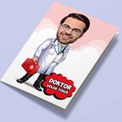 Resim Yakışıklı Erkek Doktor Karikatürlü Tebrik Kartı 