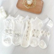 Resim 5 Çift/Lot Kadın Yazlık Şeffaf Kısa Beyaz Düşük Tüp Baskılı Sevimli Ayak Kapağı Moda Yeni Kawaii Çorap Seti 