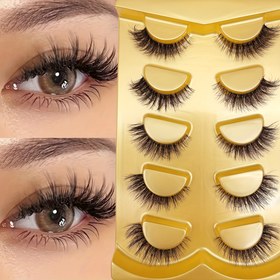 Resim 5 Çift Kabarık Hacim Sahte Kirpikler, 0.05mm Kalın Doğal Tam Kirpikler, Kedi Gözü Dramatik Stil, Çapraz, Hacimli, Dramatik Uzunluklar 6-15mm, Yeni Başlayanlar İçin Yeniden Kullanılabilir 