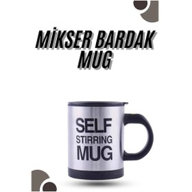 Resim Karıştırıcı Özellikli Mikser Kupa Bardak Kompakt Taşınabilir Mug Gümüş 