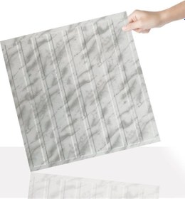 Resim 3 Boyutlu Duvar Paneli Kabartmalı Lambiri Desen Pvc 41x41 Cm/ 6 Adet /1 M² Mermer 