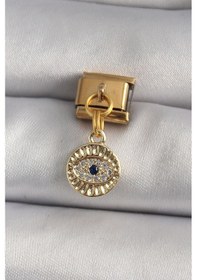 Resim 316l Çelik Gold Renk Sallantı Zirkon Taşlı Göz Model Nomination Charm Diğer 