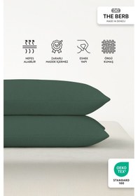 Resim 2'li Havlu Dokulu Yastık Kılıfı Seti 50 X 70 Fermuarlı Yumuşak Terry Kumaş Orman Yeşili 