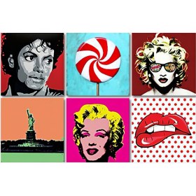 Resim Tink Kendinden Yapışkanlı Popart 2 Desenli Pvc Karo 20X20 cm 6'lı Paket 