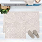Resim Bluenity Çokgen Doğal Pamuk 2'li Banyo Paspası - 60x100 cm + 50x60 cm 