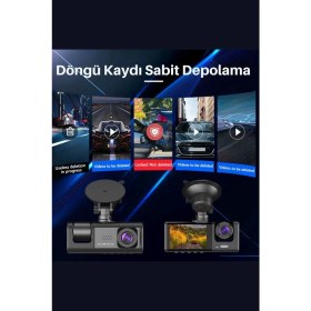 Resim İlk El Grup Siyah 1080P Araç Içi 3 Kameralı LCD Ekranlı Gece Görüşlü , G-Sensör , Geri Görüş Kamera 