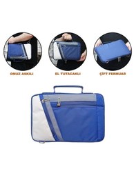 Resim Microcase Huawei Matepad 11.5 2025 İçin Omuz Askılı El Tutacaklı Universal Sleeve Taşıma Çantası Al4346 Lacivert Krem Gri Omuz Çantası 