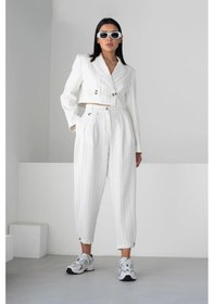 Resim Olla Collection Pile Detaylı Pantolon Ekru Ekru 