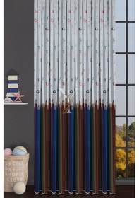 Resim Baskılı Kurşunlu Grek Tül Perde Çocuk Kalem Çok Renkli 