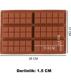 Resim Tahtakale Toptancı Silikon Kalıp Dubai Çikolata Bar ve Kek Kare Desenli Tablet Dubai Çikolata Kalıbı 6'lı 