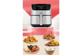 Resim Homms H40 2000 Watt Yüksek Güç 6,4 Litre Inox Geniş Xxl Dokunmatik Airfryer Yağsız Sıcak Hava Fritözü 