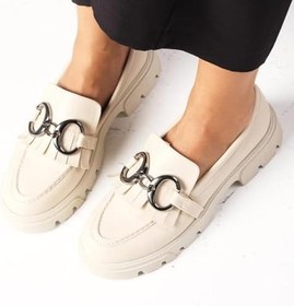Resim Mio Gusto Suzi Bej Renk Kalın Tabanlı Kadın Loafer Ayakkabı 