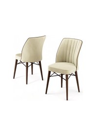 Resim Canisa Nuna Serisi 1 Adet Krem Mutfak Sandalyesi Babyface Kumaş Ceviz Gürgen Ayaklı Sandalye Sandalye Krem Ayakları Ceviz 