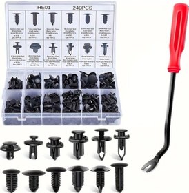 Resim Cloud011 Black 240 Adet Universal Tampon Kapı Panel Klipsi Yüksek Dayanımlı Çabuk Montaj 