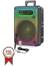 Resim GTS-1593 12" RGB LED Işık Dış Mekan Taşınabilir Kablosuz Hoparlör USB/TF/FM/MIC/BT 