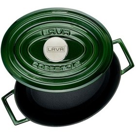 Resim Lava Döküm Oval Tencere 21x27 cm, Majolica Yeşil 