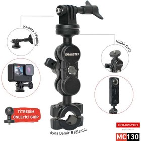 Resim Knmaster MC130 – 360° Ayarlanabilir Motosiklet Ayna Demir Bağlantılı Aksiyon Kamera Aparatı 