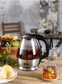 Resim Empressco Gri Renkli Paslanmaz Çelik Su Isıtıcı ve Cam Kettle Seti 