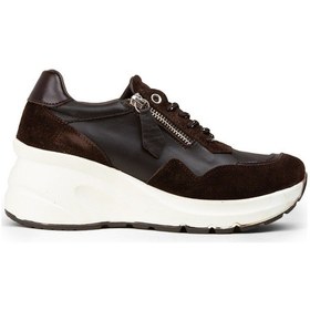 Resim Deery Kadın Hakiki Süet Kahverengi Dolgu Topuk Sneaker - M9147zkhvc02 