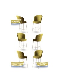 Resim Canisa Fora Serisi 6 Adet Fıstık Yeşili Sandalye Mutfak Bar Sandalyesi Babyface Kumaş Beyaz Metal Ayak Sandalyeler Fıstık Yeşili Ayaklar Beyaz 