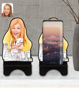 Resim Bk Gift Kişiye Özel Kadın Mimar Karikatürlü Ahşap Biblo Telefon Standı-1 