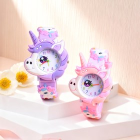 Resim 2 adet 3D Kelebek Karikatür Atı Silikon Kayış Kuvars Saat Sevimli Küçük Moda Kol Saati Yaratıcı Hareketli Kelebek Elleri Kuvars Saat 