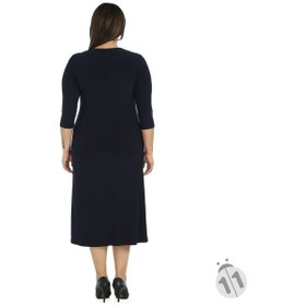 Resim 4089L-Nidya Moda Büyük Beden Tül Kombin Sandy Elbise Lacivert 